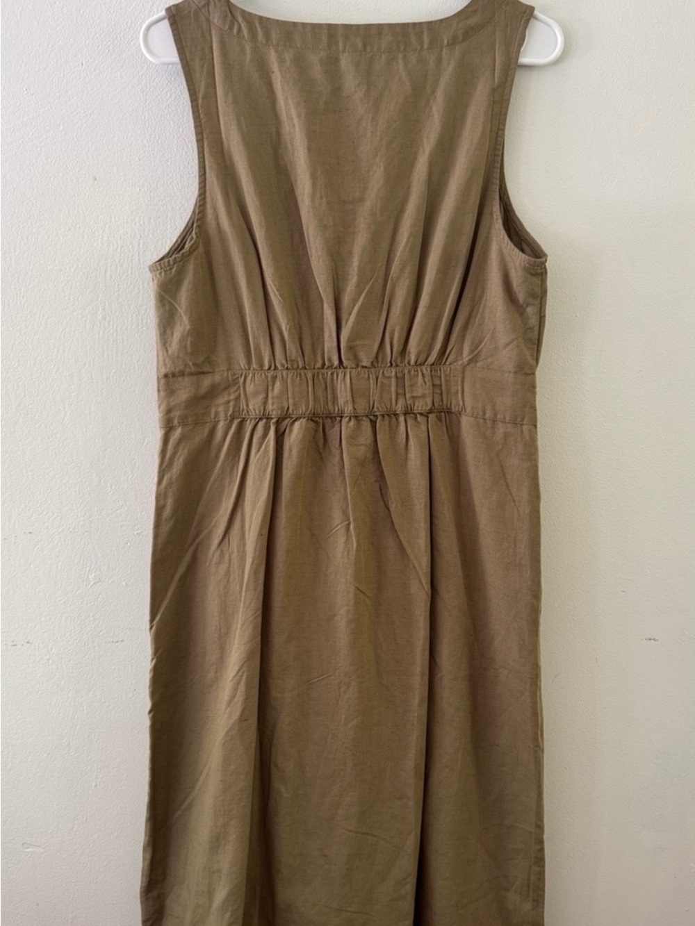 Pact Khaki Green Canopy Linen-Blend Button-Front Dress Sz M - Picture 2 of 5